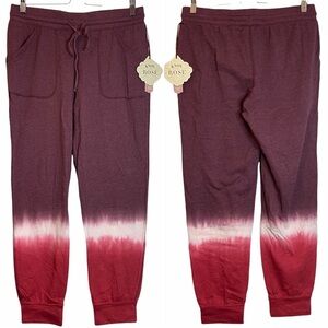 Knox Rose Burgundy Ombre Jogging Pants Cotton Medium M